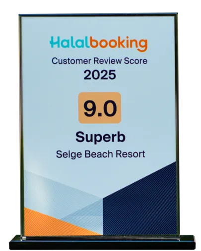 Halal Booking 2025 Misafir Memnuniyet Ödülü — Selge Beach Resort sertifikası